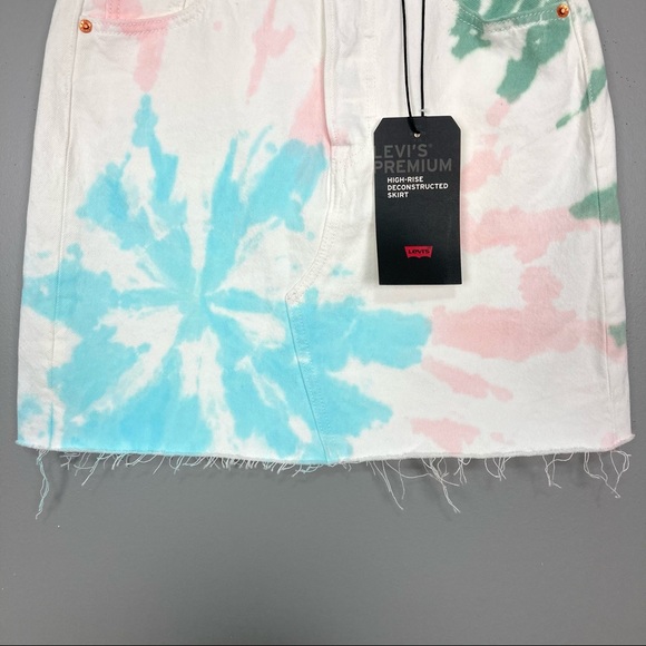 Levi’s Premium High-Rise Deconstructed Skirt Women’s Sz 2 Mini Hipster Colorful - Picture 3 of 10